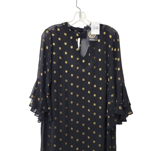 Bobeau Sheer Black and Gold Polka Dot Mini Dress New with Tag - Picture 3 of 4